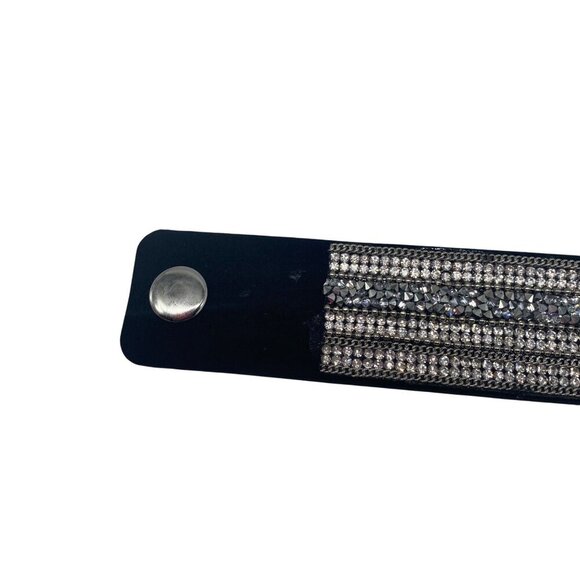 Paparazzi Jewelry Really Rock Band Bracelet Black & White Snap Closure For Women - Picture 6 of 8